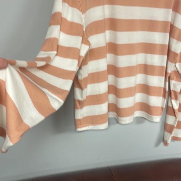 A New Day Women's long sleeve Tee, wide apricot & Cream stripes, soft  XL - Picture 5 of 6